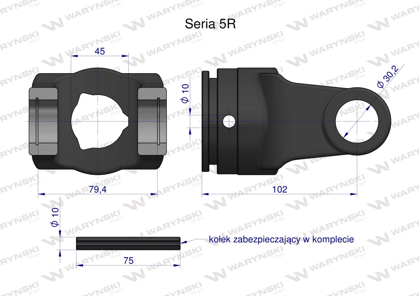 Widłak rury wewnętrznej 45x3.8 krzyżak 30.2x79.4 Seria 5R Waryński