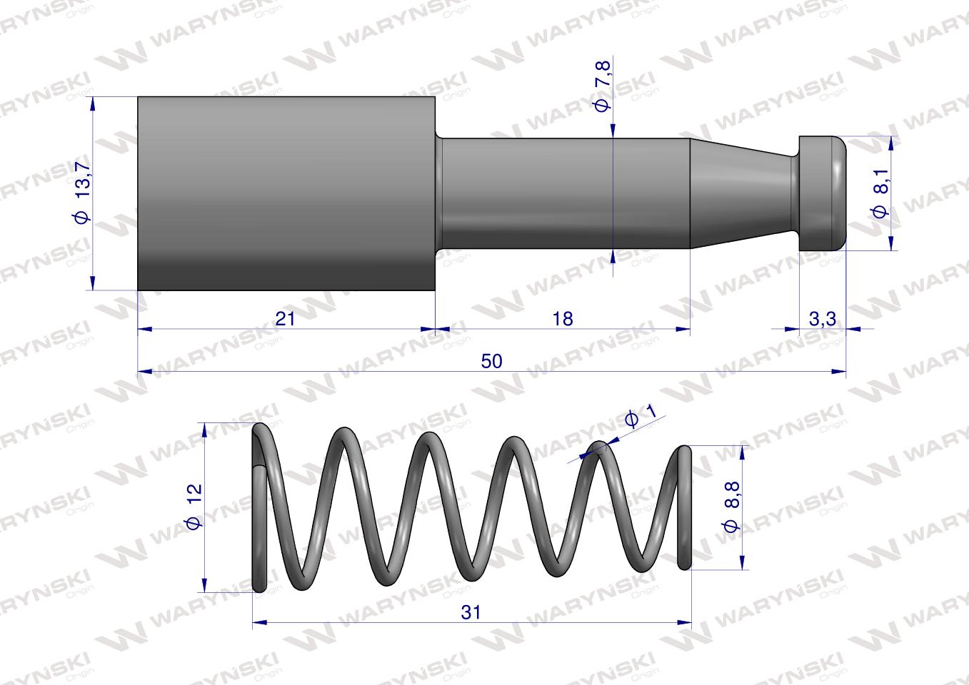 Trzpień wału widłaka Seria R Waryński