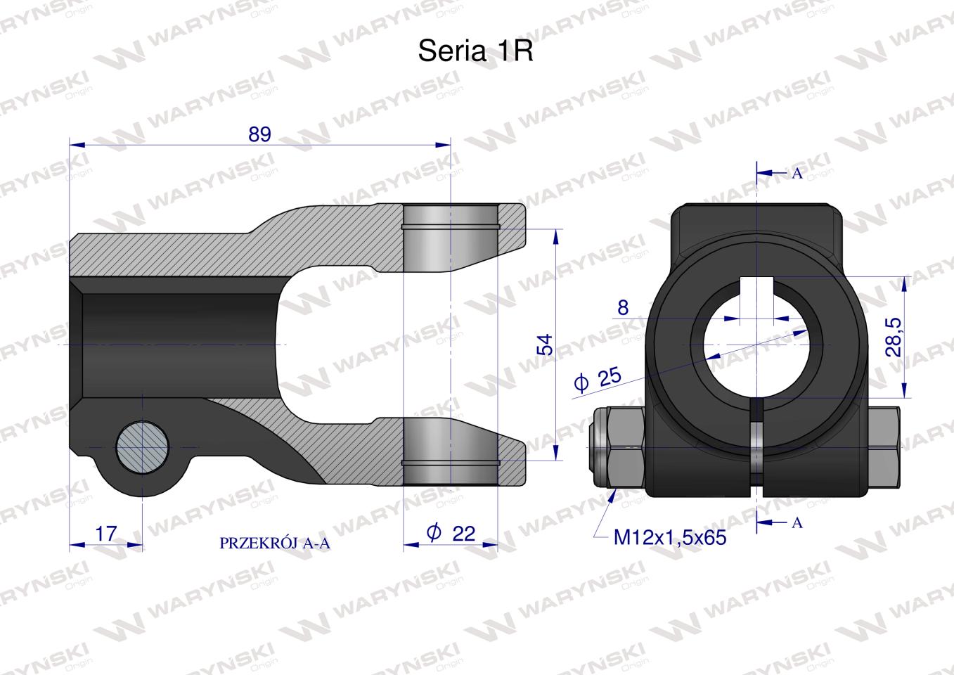 Widłak na wpust 8 śr.otw.25mm - 22X54  Seria 1R Waryński
