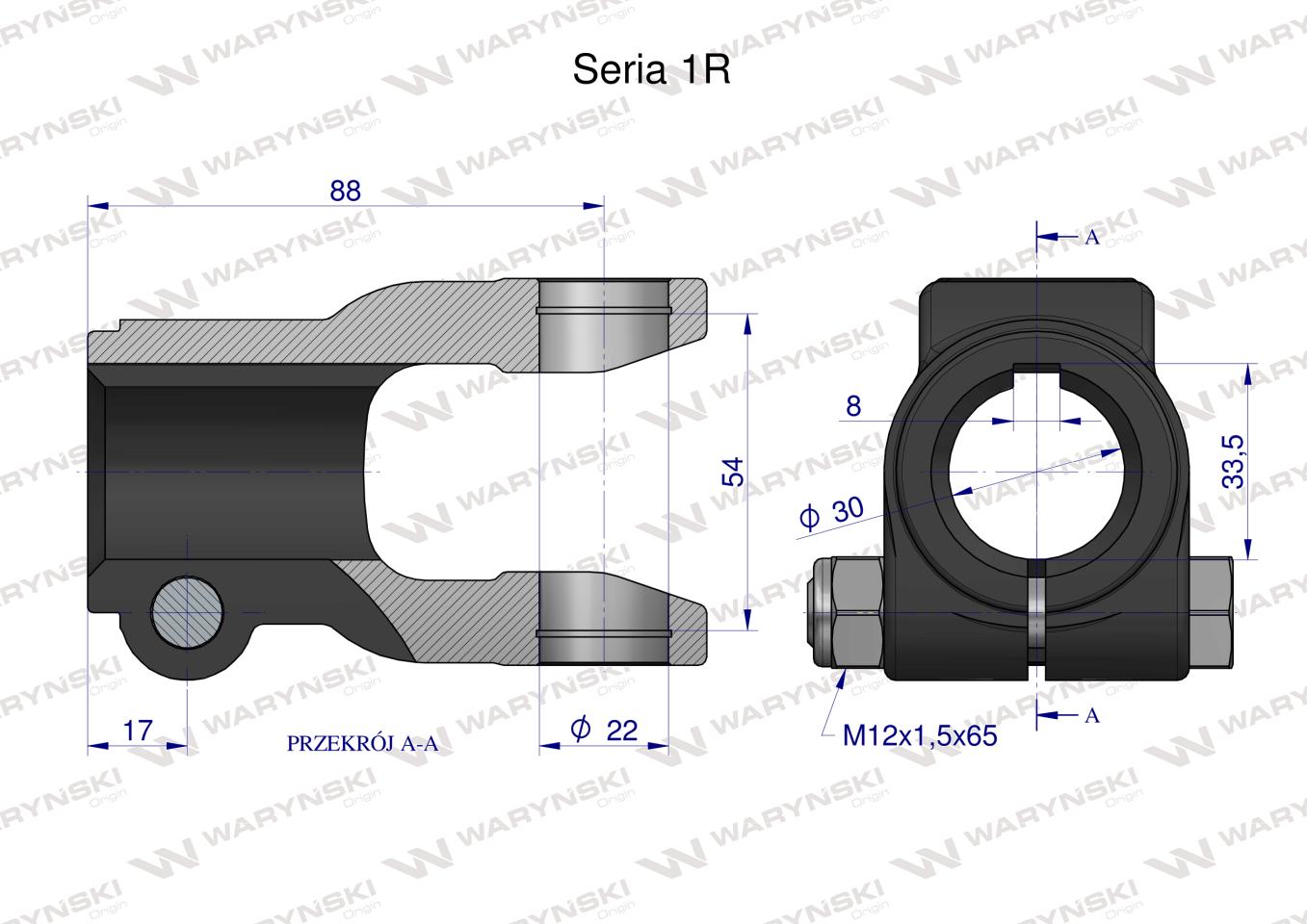 Widłak na wpust 8 śr.otw.30mm - 22X54  Seria 1R Waryński