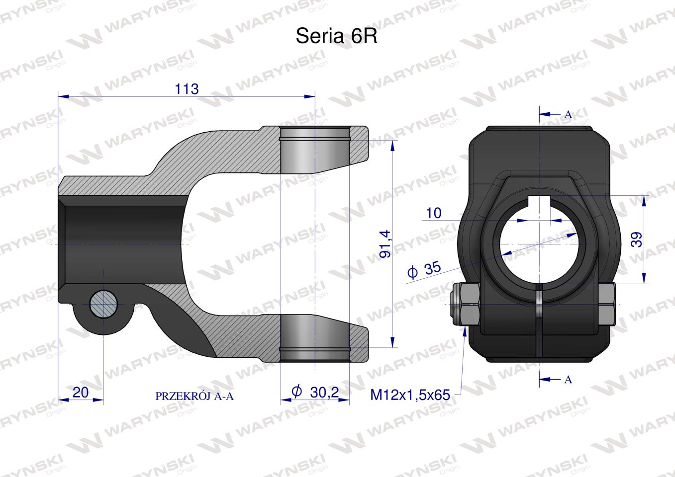 Widłak na wpust 10 śr.otw.35mm - 30.2X91.4 Seria 6R Waryński