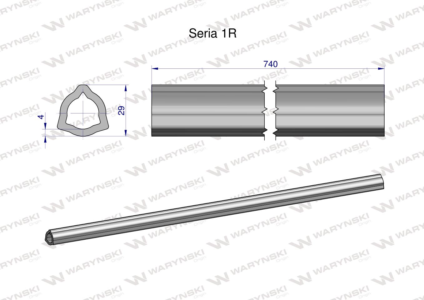 Rura wewnętrzna Seria 1R do wału 860 przegubowo-teleskopowego 29x4 mm 740 mm WARYŃSKI