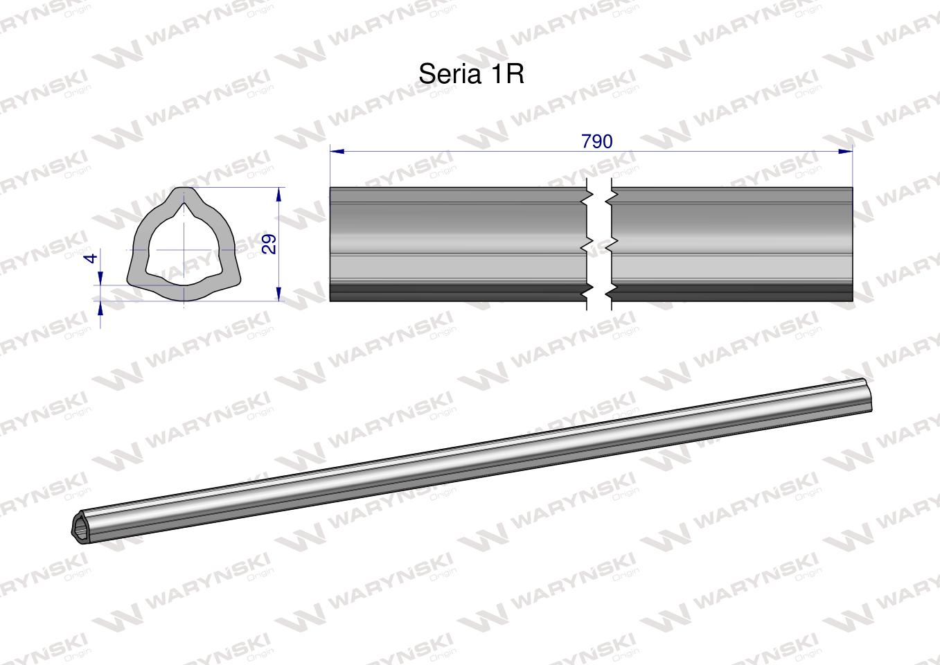 Rura wewnętrzna Seria 1R do wału 910 przegubowo-teleskopowego 29x4 mm 790 mm WARYŃSKI