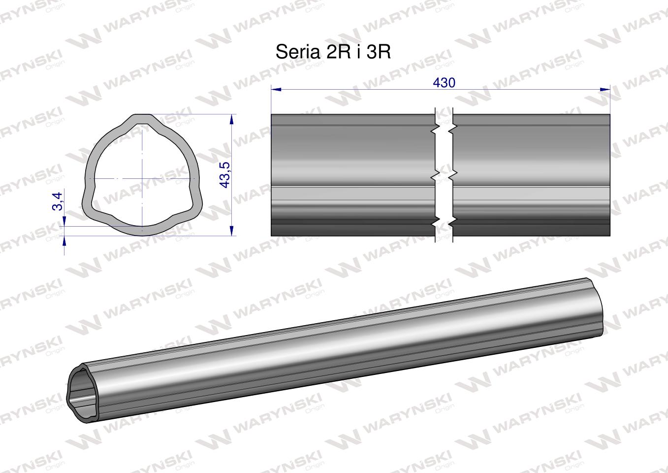 Rura zewnętrzna Seria 2R i 3R do wału 560 przegubowo-teleskopowego 43.5x3.4 mm 435 mm WARYŃSKI