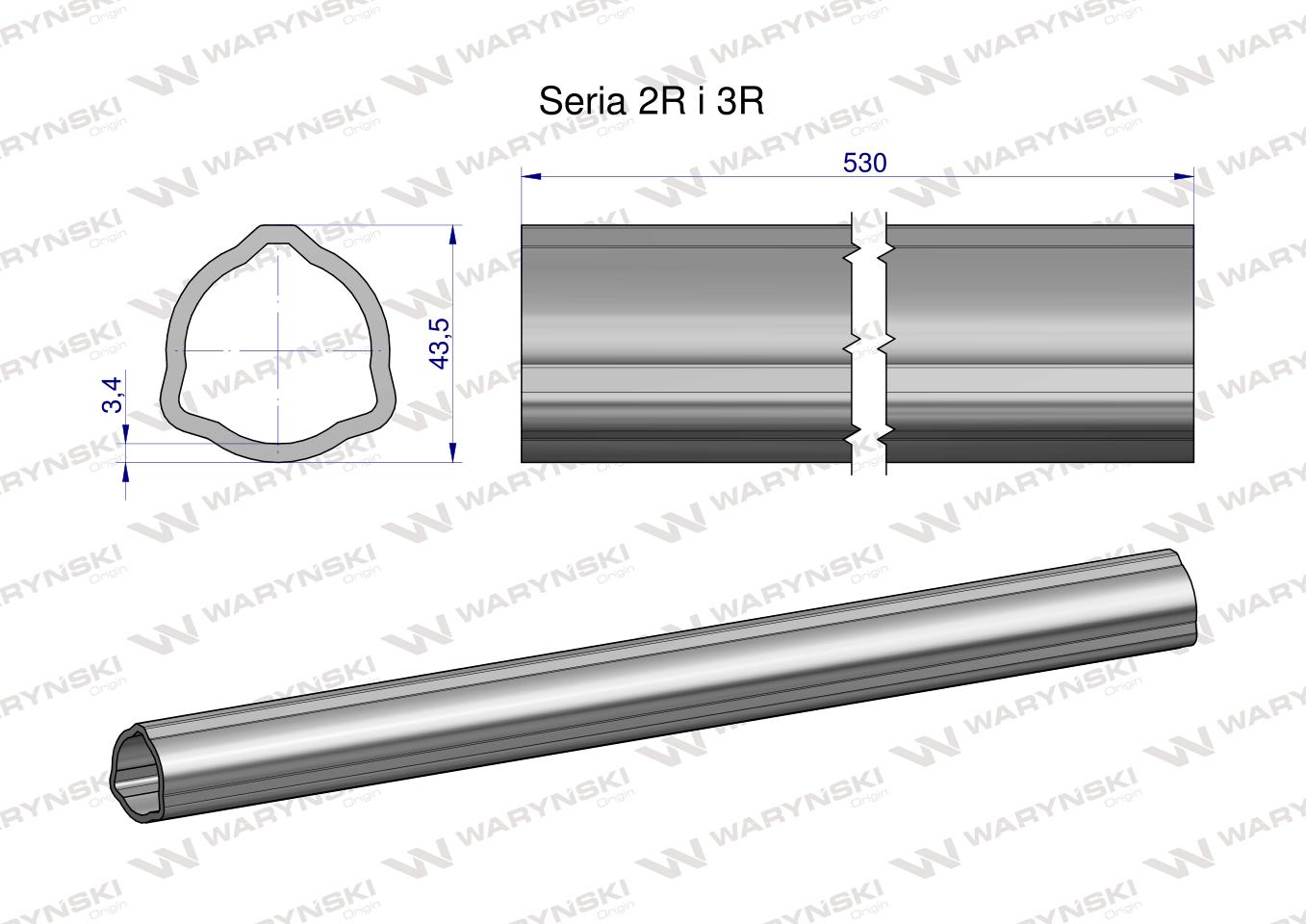 Rura zewnętrzna Seria 2R i 3R do wału 660 przegubowo-teleskopowego 43.5x3.4 mm 535 mm WARYŃSKI