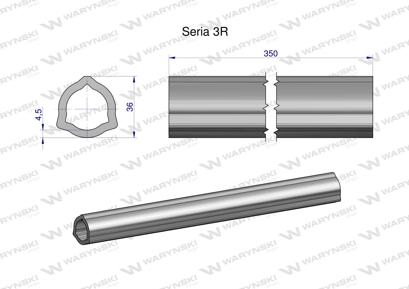 Rura wewnętrzna Seria 3R do wału 510 przegubowo-teleskopowego 36x4.5 mm 355 mm WARYŃSKI