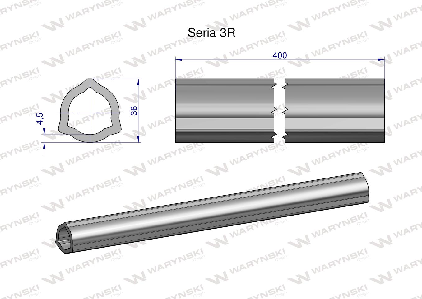 Rura wewnętrzna Seria 3R do wału 560 przegubowo-teleskopowego 36x4.5 mm 405 mm WARYŃSKI