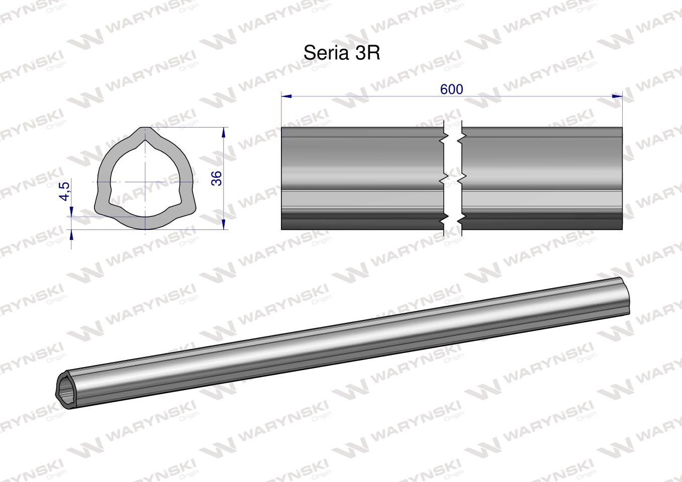 Rura wewnętrzna Seria 3R do wału 760 przegubowo-teleskopowego 36x4.5 mm 605 mm WARYŃSKI