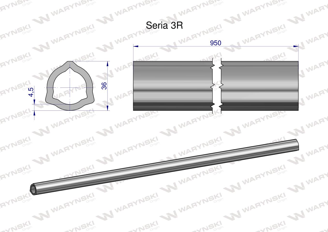 Rura wewnętrzna Seria 3R do wału 1110 przegubowo-teleskopowego 36x4.5 mm 955 mm WARYŃSKI