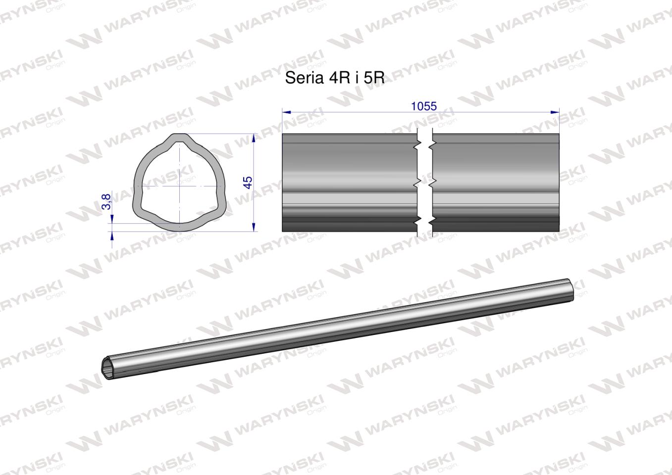 Rura wewnętrzna Seria 4R i 5R do wału 1210 przegubowo-teleskopowego 45x3.8 mm 1055 mm WARYŃSKI