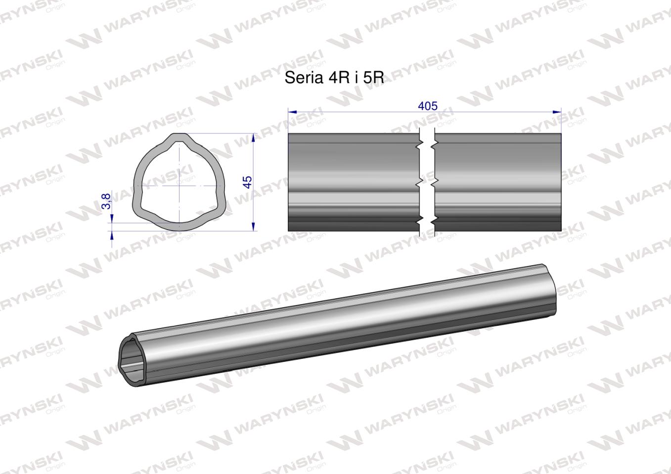Rura wewnętrzna Seria 4R i 5R do wału 560 przegubowo-teleskopowego 45x3.8 mm 405 mm WARYŃSKI