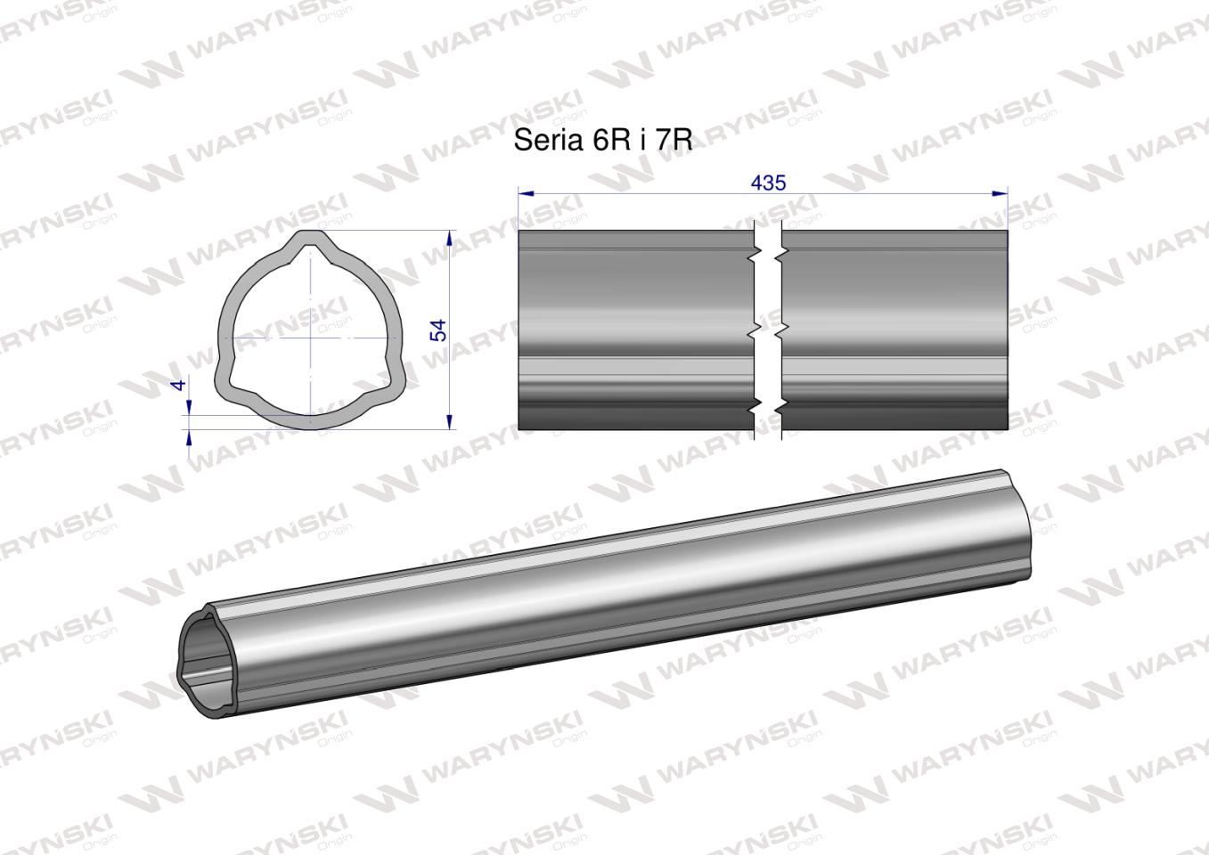 Rura zewnętrzna Seria 6R i 7R do wału 560 przegubowo-teleskopowego 54x4 mm 435 mm WARYŃSKI