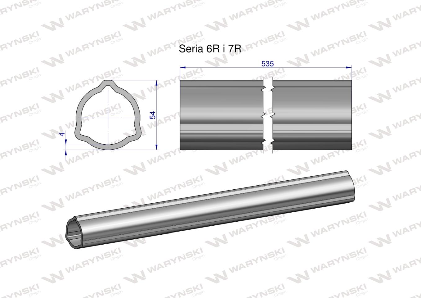 Rura zewnętrzna Seria 6R i 7R do wału 660 przegubowo-teleskopowego 54x4 mm 535 mm WARYŃSKI