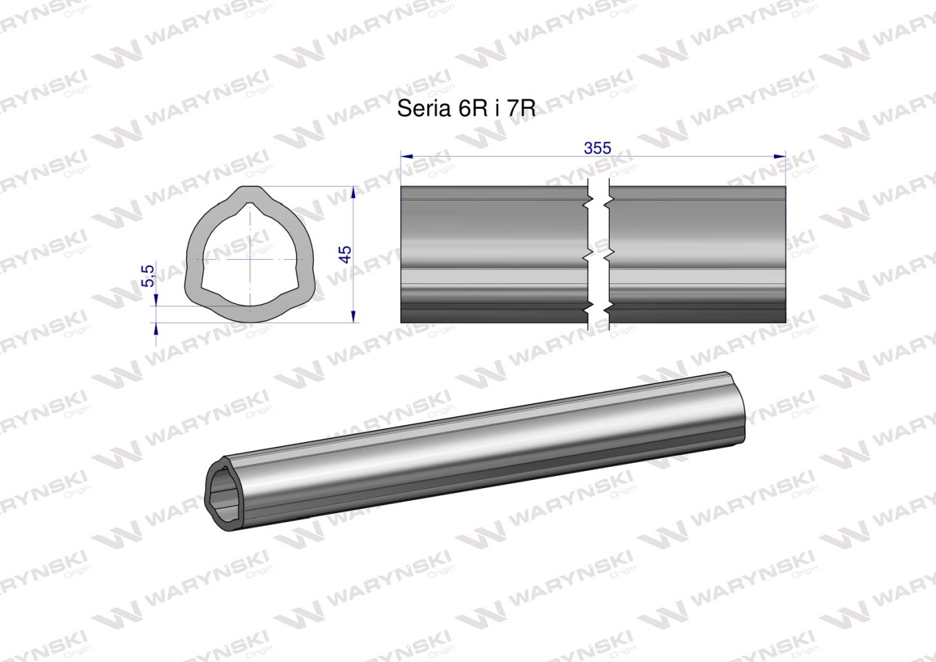 Rura wewnętrzna Seria 6R i 7R do wału 510 przegubowo-teleskopowego 45x5.5mm 355 mm WARYŃSKI