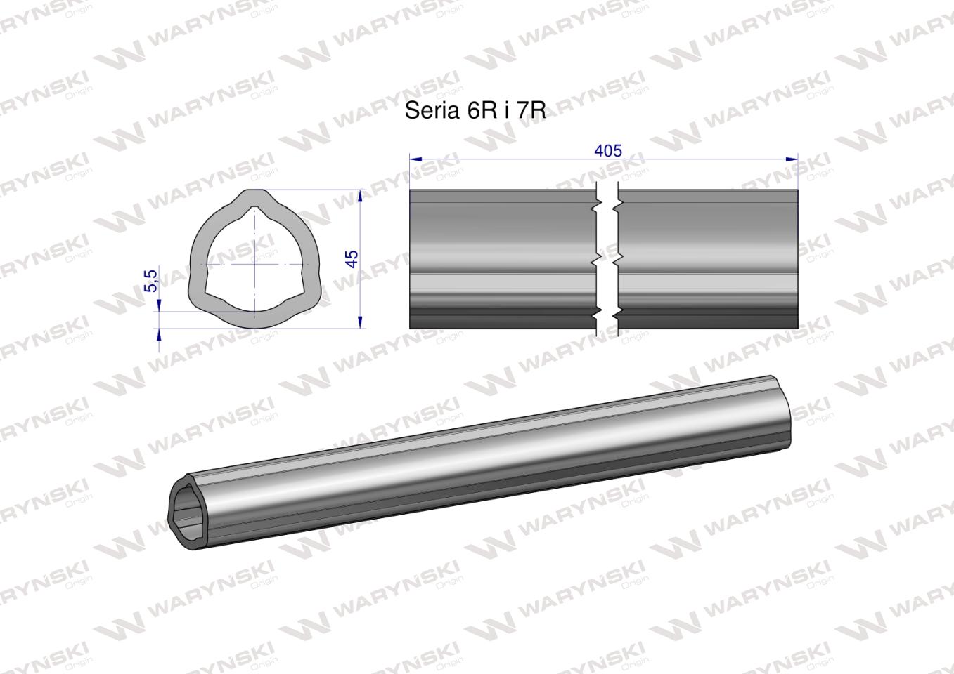 Rura wewnętrzna Seria 6R i 7R do wału 560 przegubowo-teleskopowego 45x5.5mm 405 mm WARYŃSKI