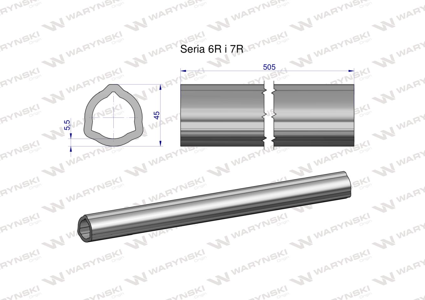 Rura wewnętrzna Seria 6R i 7R do wału 660 przegubowo-teleskopowego 45x5.5mm 505 mm WARYŃSKI