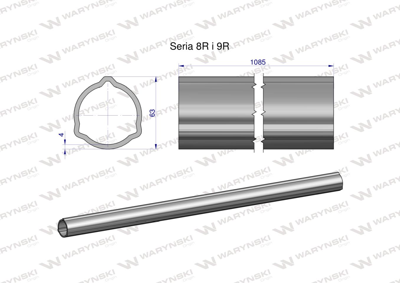 Rura zewnętrzna Seria 8R i 9R do wału 1210 przegubowo-teleskopowego 63x4 mm 1085 mm WARYŃSKI