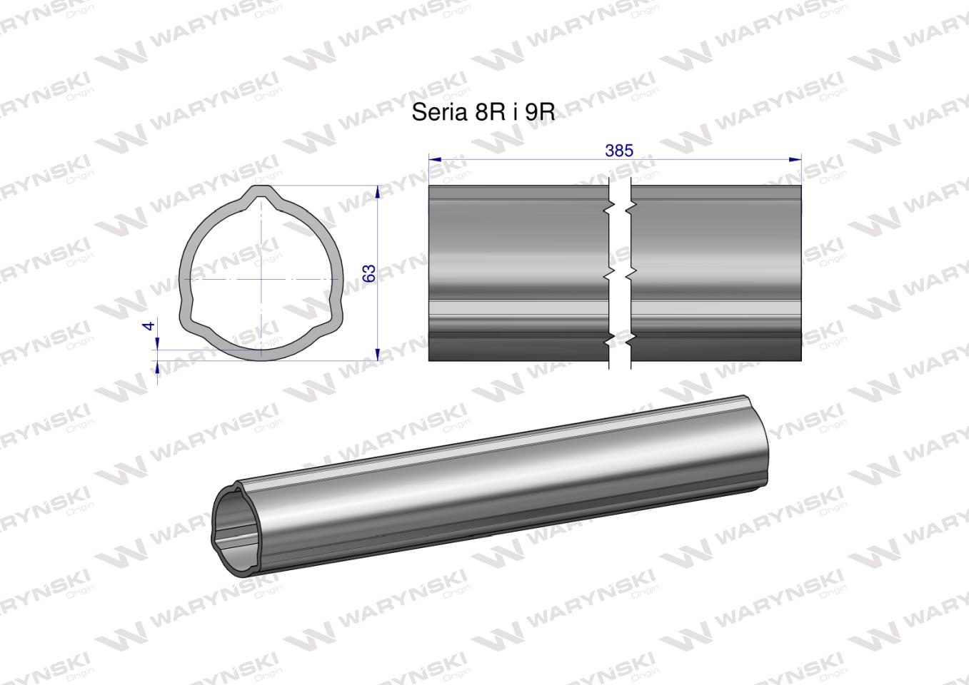 Rura zewnętrzna Seria 8R i 9R do wału 510 przegubowo-teleskopowego 63x4 mm 385 mm WARYŃSKI