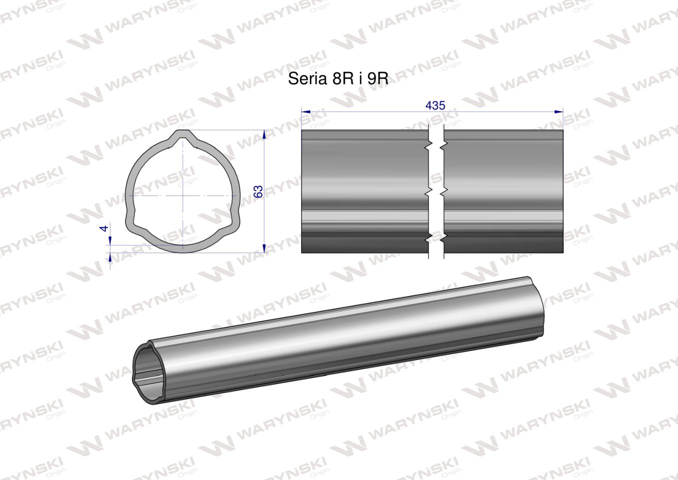Rura zewnętrzna Seria 8R i 9R do wału 560 przegubowo-teleskopowego 63x4 mm 435 mm WARYŃSKI