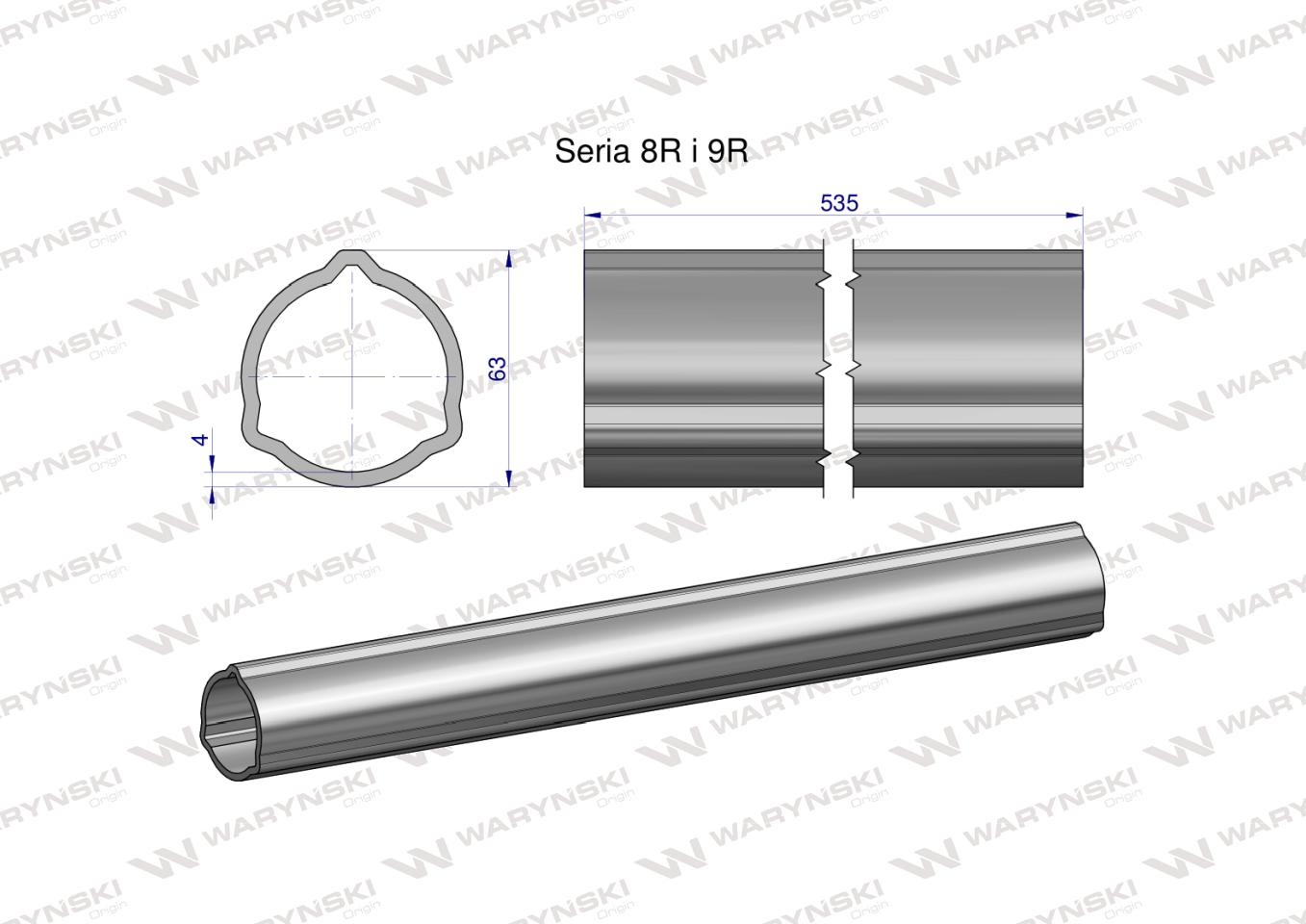 Rura zewnętrzna Seria 8R i 9R do wału 660 przegubowo-teleskopowego 63x4 mm 535 mm WARYŃSKI