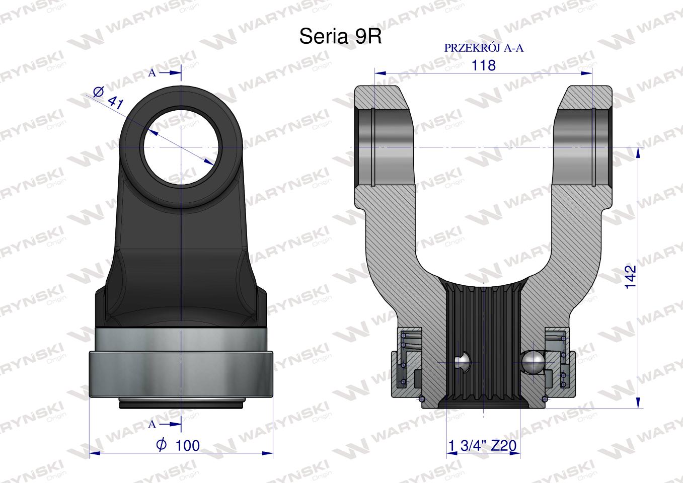Widłak z pierścieniem 1 3/4 Z20 - 41X118 Seria 9R CE2020 Waryński
