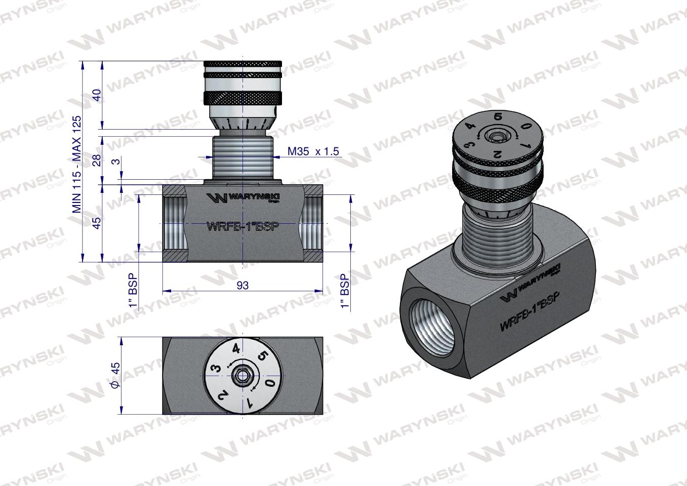 Zawór dławiący WRFB 90 1"BSP Waryński