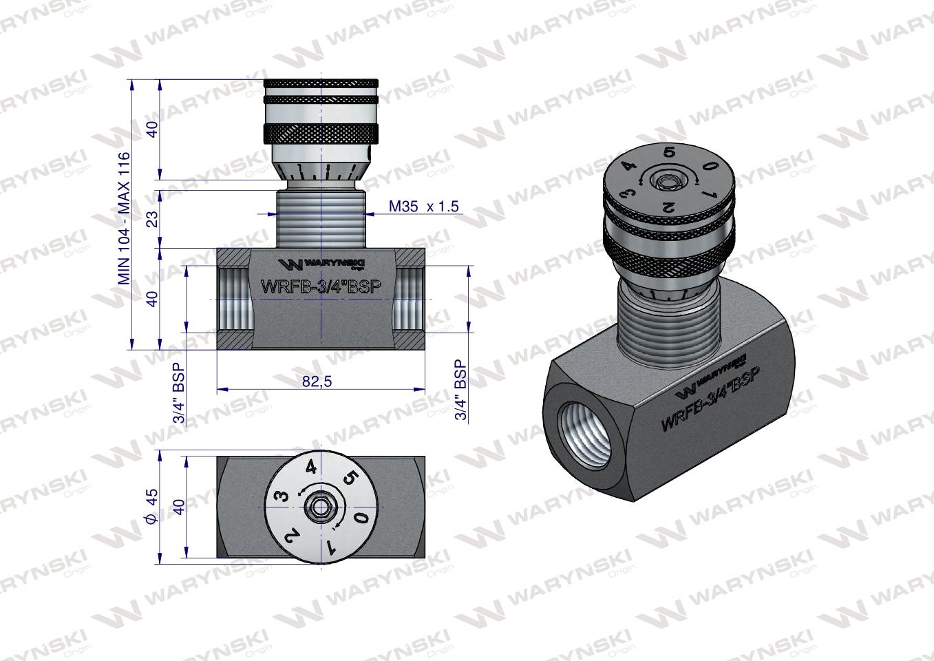 Zawór dławiący WRFB 90 3/4"BSP Waryński