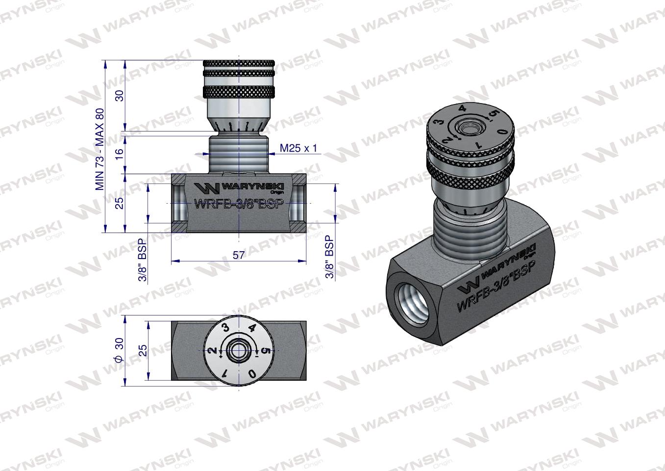 Zawór dławiący WRFB 90 3/8"BSP Waryński