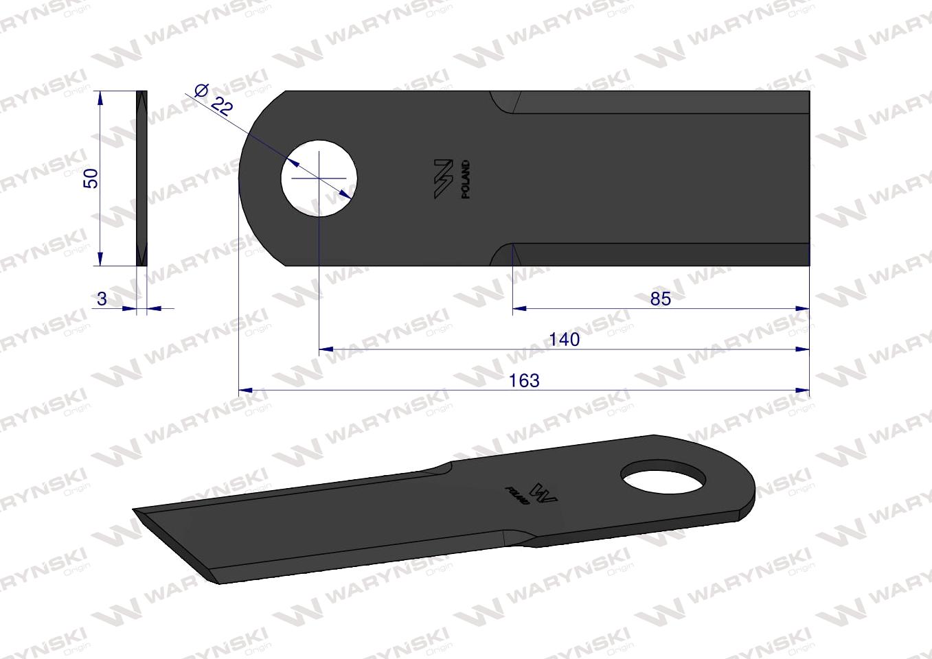 Nóż obrotowy rozdrabniacz słomy sieczkarnia Bizon DYMINY/ŻUKOWO fi-22 WARYŃSKI ( sprzedawane po 25 )