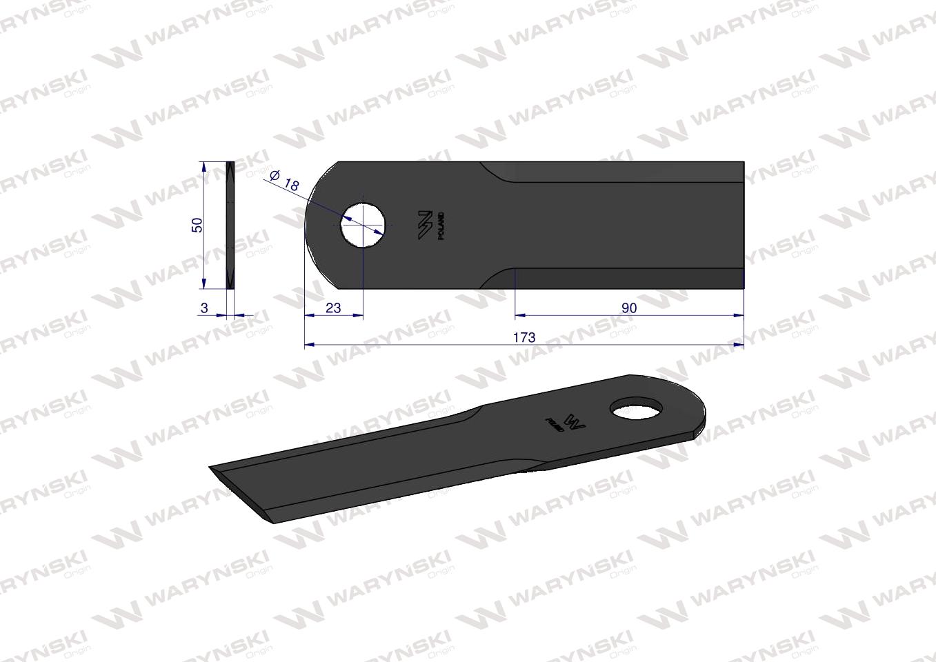 Nóż obrotowy rozdrabniacz słomy sieczkarnia zastosowanie 0600171 0600172 Claas fi-18 WARYŃSKI ( sprzedawane po 25 )