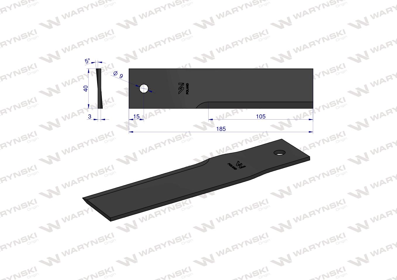 Nóż stały rozdrabniacz słomy sieczkarnia Bizon DYMINY/ŻUKOWO fi-9 WARYŃSKI ( sprzedawane po 25 )