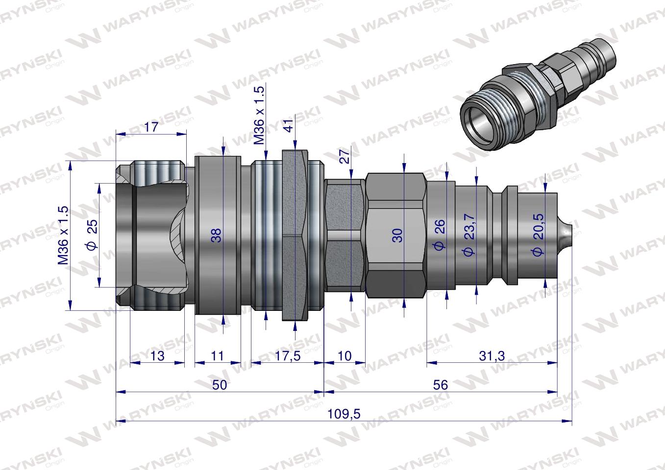 Redukcja gniazdo/wtyczka EURO skręcane (50492REDUKCJA) Waryński