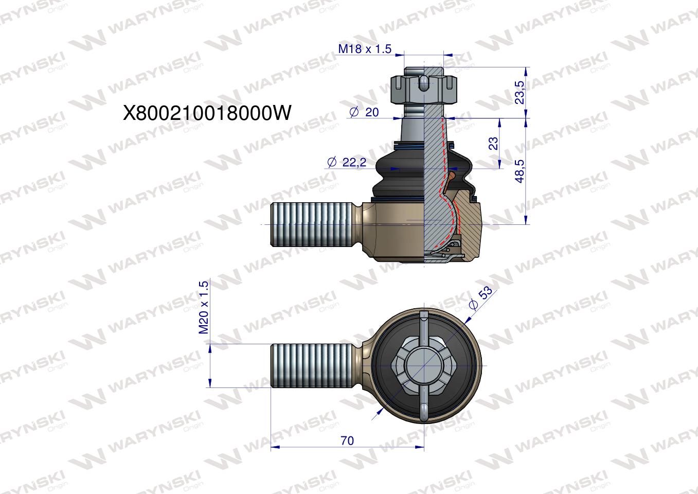 Przegub kierowniczy M20x1.5 X800210018000 WARYŃSKI