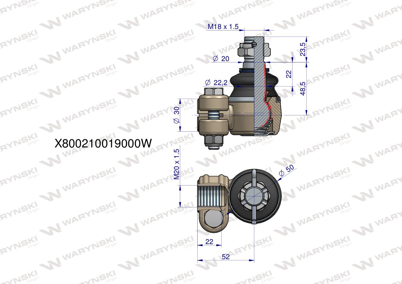 Przegub kierowniczy M20x1.5 X800210019000 WARYŃSKI