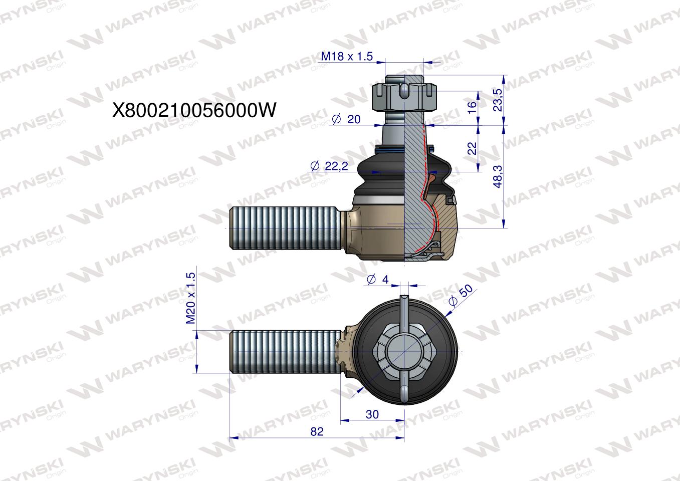 Przegub kierowniczy M20x1.5 X800210056000 WARYŃSKI