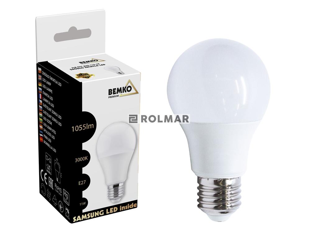 Żarówka LED (LED SAMSUNG) 230V E27 A60 11W 1055LM 3000K barwa ciepła (sprzedawane po 10)