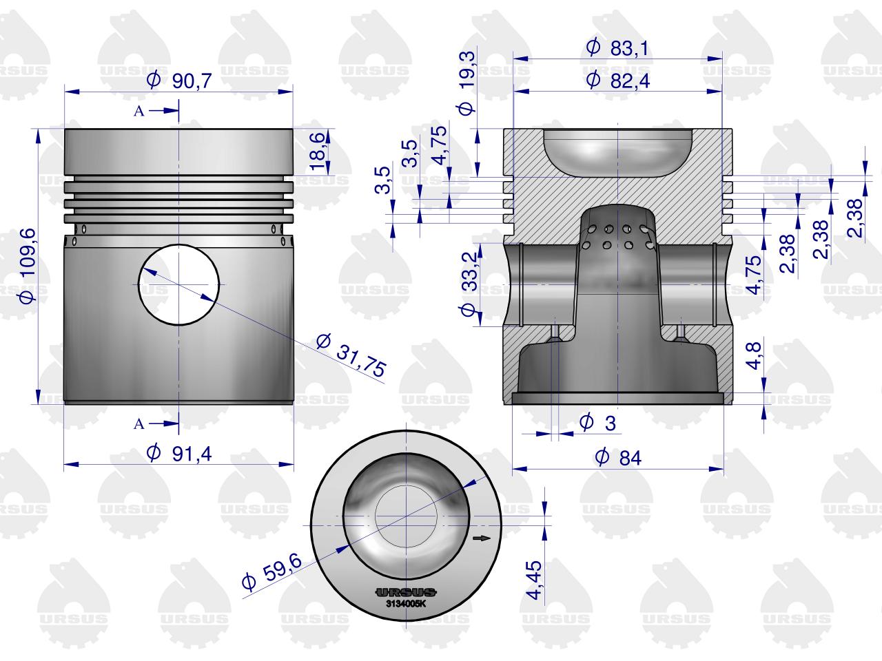 Zestaw naprawczy silnika 46910000, 0437890 MF3 (komplet) ORYGINAŁ URSUS
