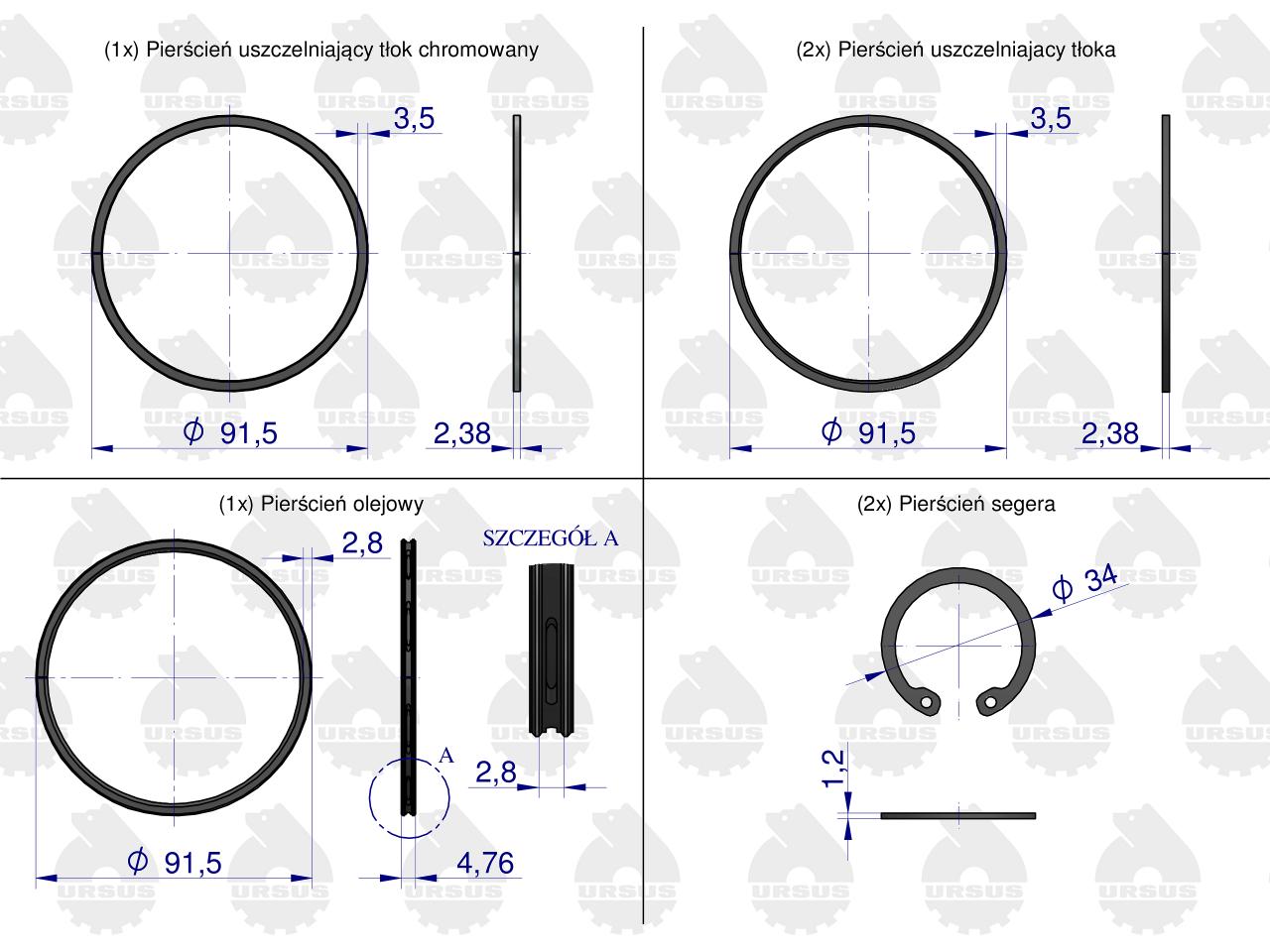 Zestaw naprawczy silnika 46910000, 0437890 MF3 ORYGINAŁ URSUS