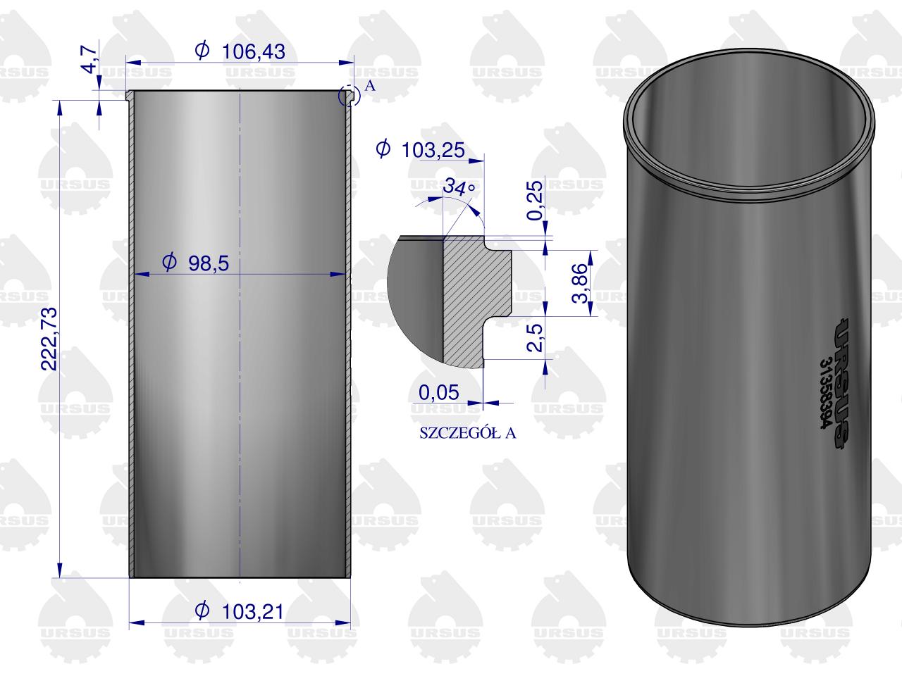 Zestaw naprawczy silnika 31358348, 0437990 MF4 (komplet) ORYGINAŁ URSUS