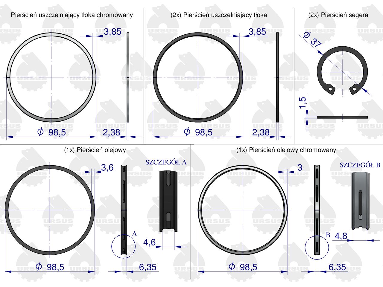 Zestaw naprawczy silnika 31358348, 0437990 MF4 ORYGINAŁ URSUS